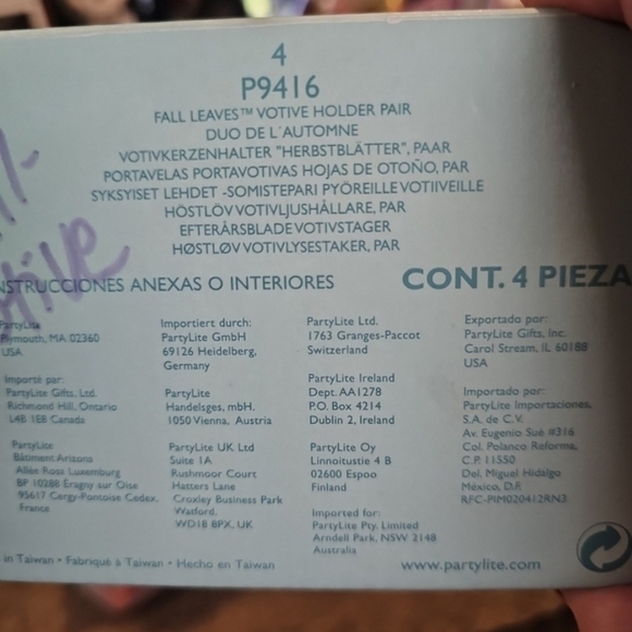 Partylite Fall Leaves Votive Holder Pair P9416 Autumn Maple Leaf Glass - Picture 5 of 6